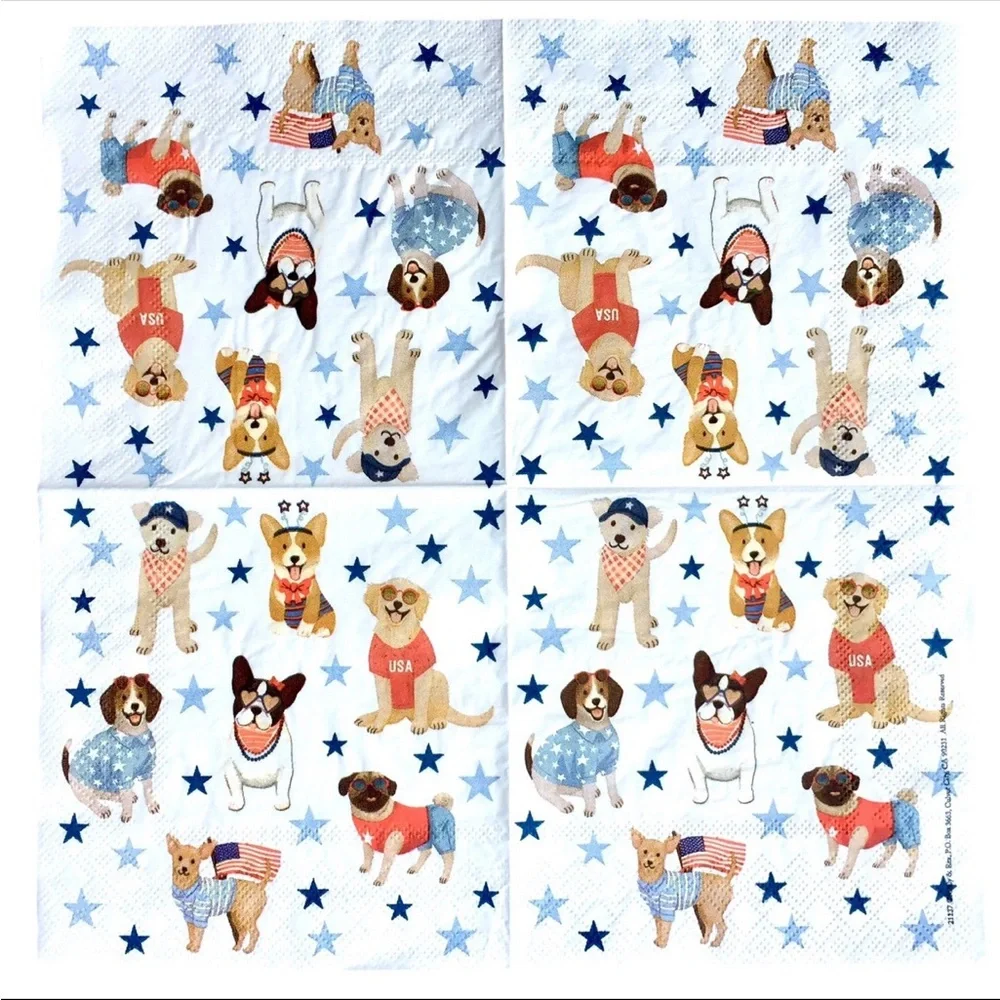 4th of July Decoupage Napkin Bundle Patriotic Stars & Stripes US Flag, 13 pcs